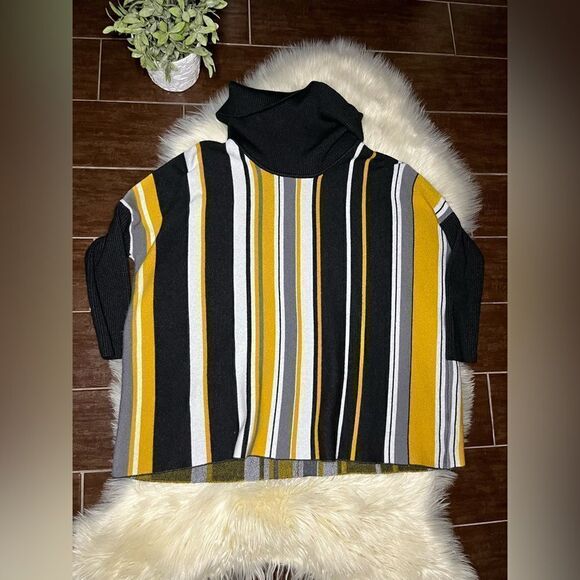 Joseph A. Cowl neck striped sweater sz large - Picture 1 of 6